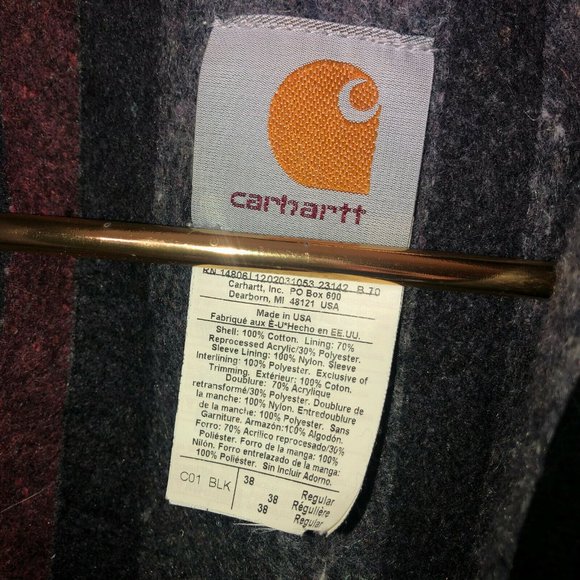 Carhartt Black Duck Chore Coat Blanket Lined - Picture 7 of 11